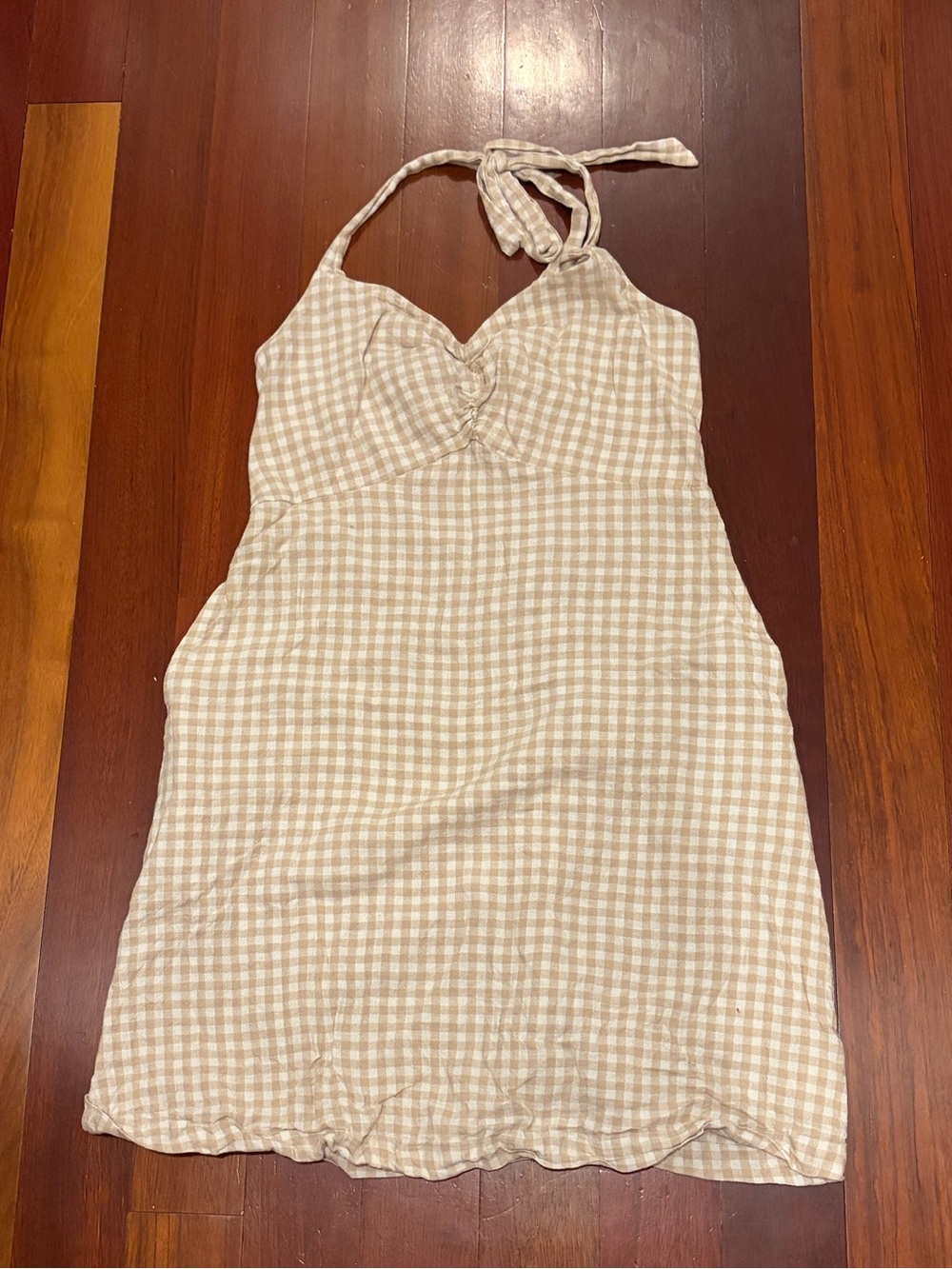 Old Navy Beige Gingham Halter Dress